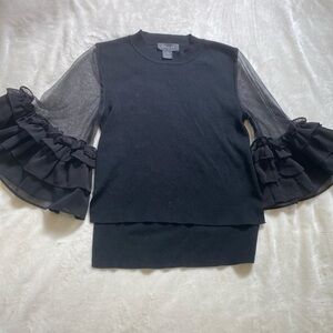 Black Ruffle Sleeve Top